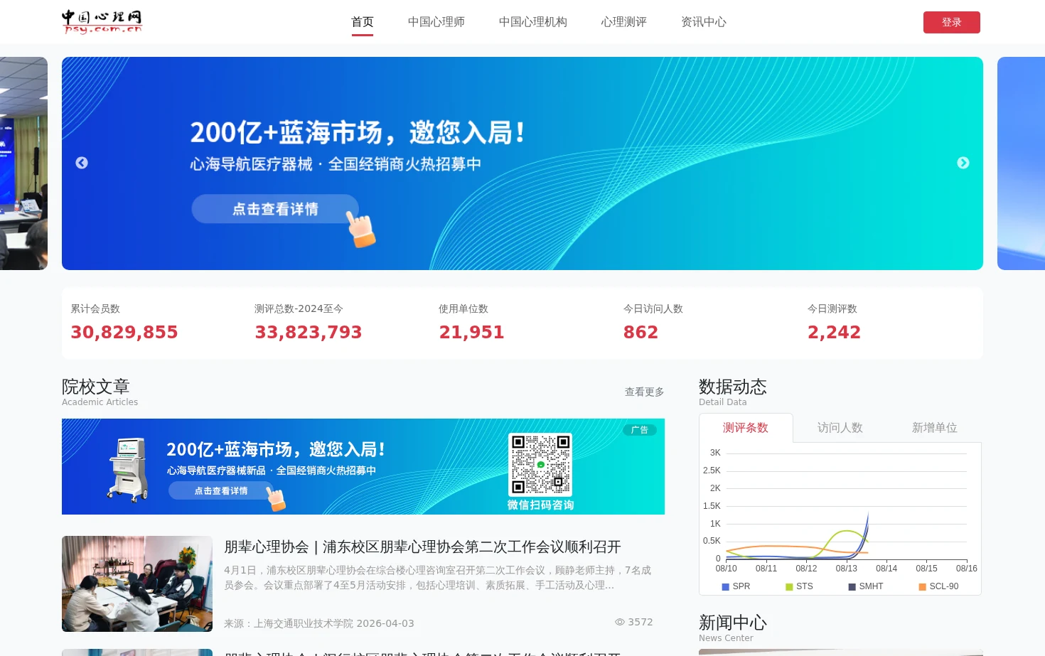 中国心理网 页面快照